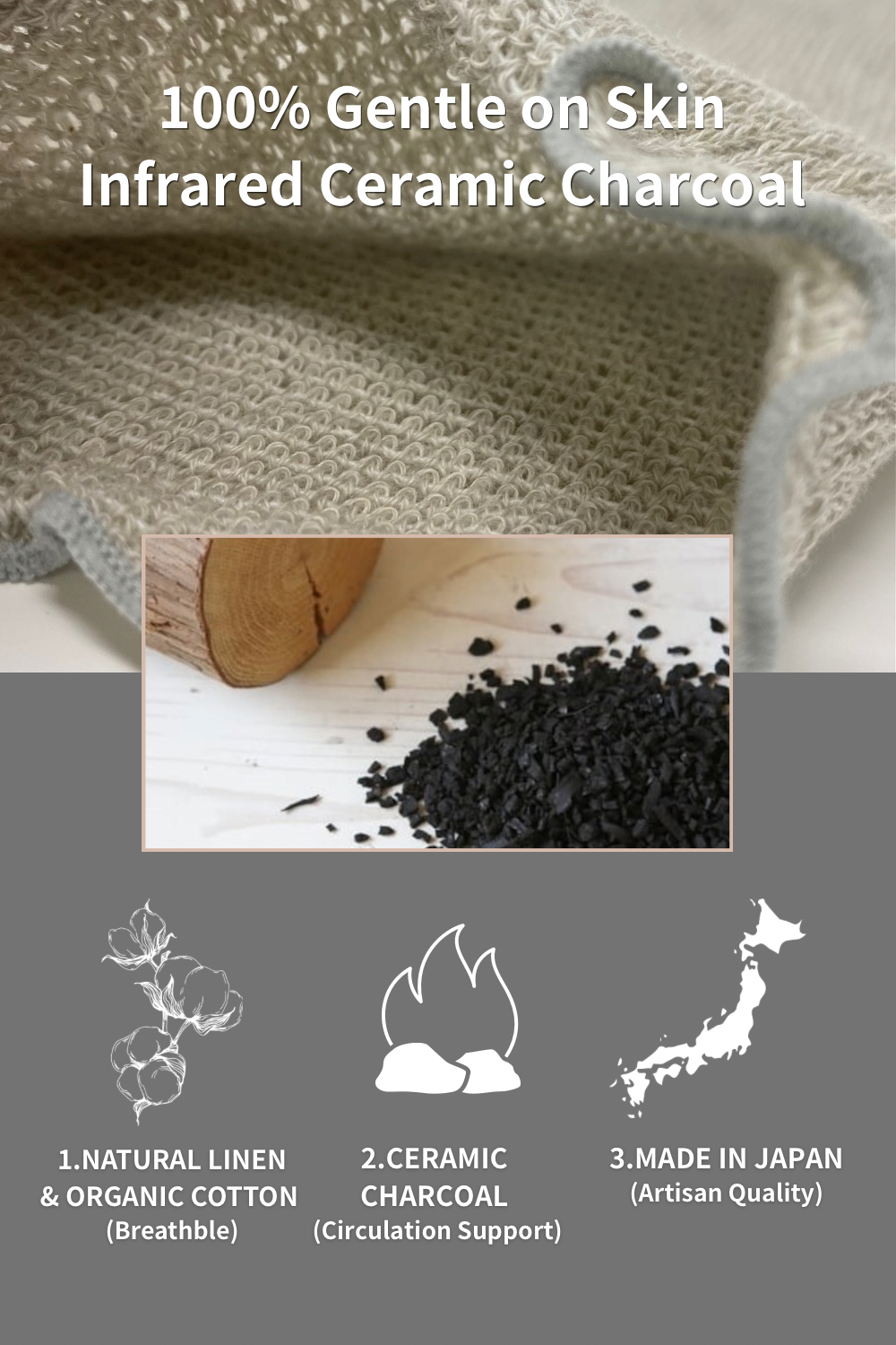 Hemp &amp; Charcoal Ankle Warmer — Ultra-Thin, Year-Round | Made in Japan