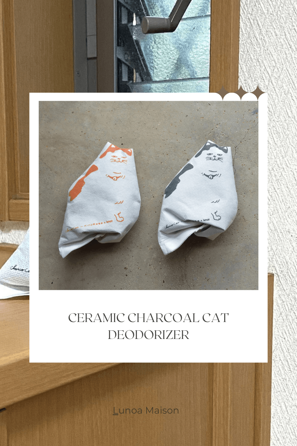 Ceramic Charcoal Cat Deodorizer — Set of 3, Natural Air Purifier for Home &amp; Closet | Made in Japan