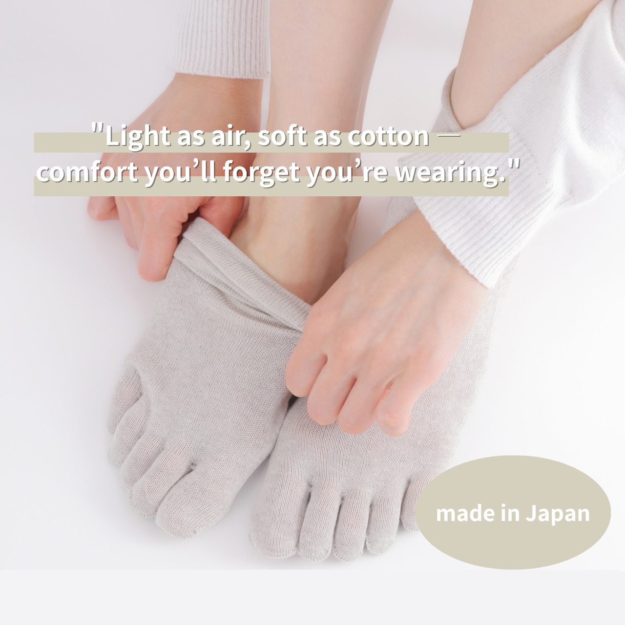 Japanese Charcoal 5-Toe Socks — Organic Cotton, One Size Fits Most, Sensitive Skin | Made in Japan