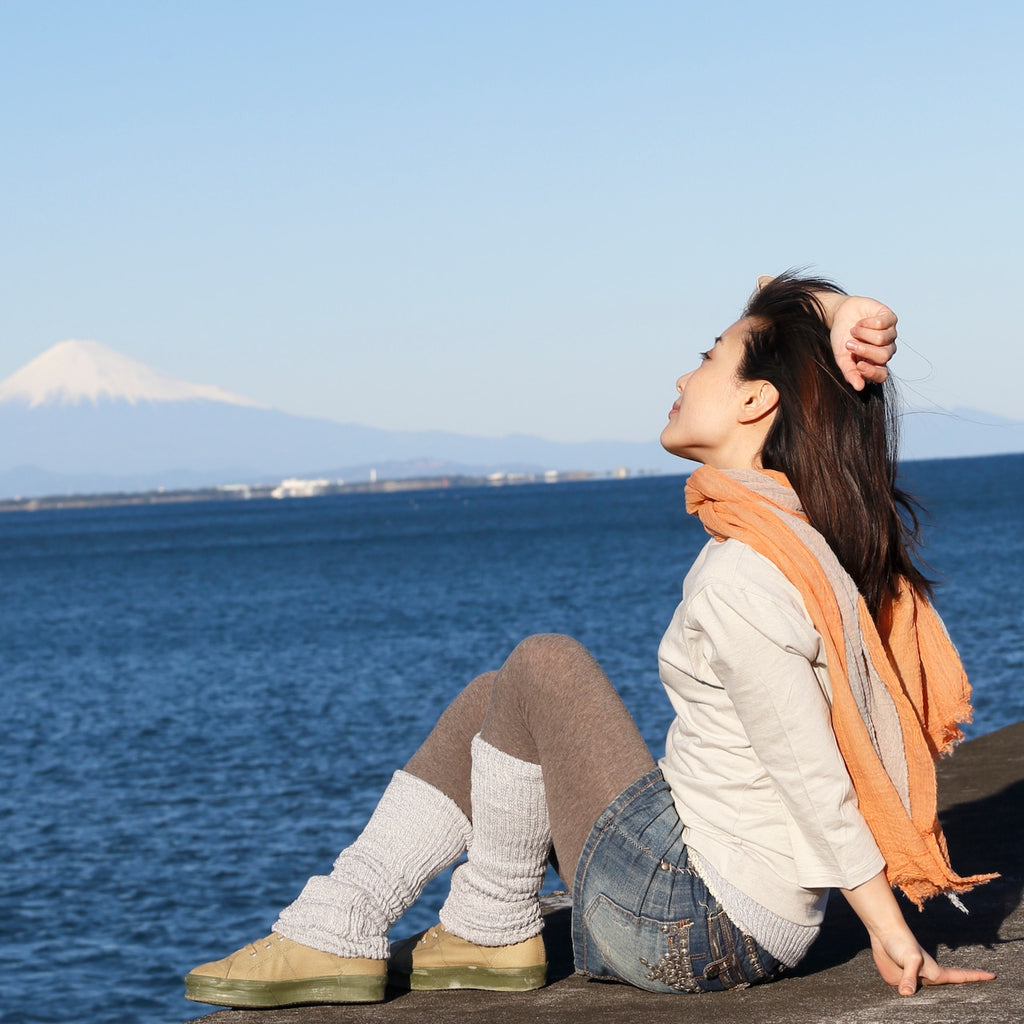 Japanese Botanical & Charcoal Dyed Stole Set — Kyoto Artisan Crafted, UV Protection, Natural Cotton | Made in Japan